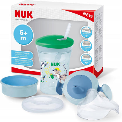 NUK drinking training set, cup + 3 spouts