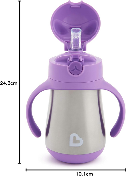 MUNCHKIN Cool Cat stainless steel straw sippy cup, 237 ml