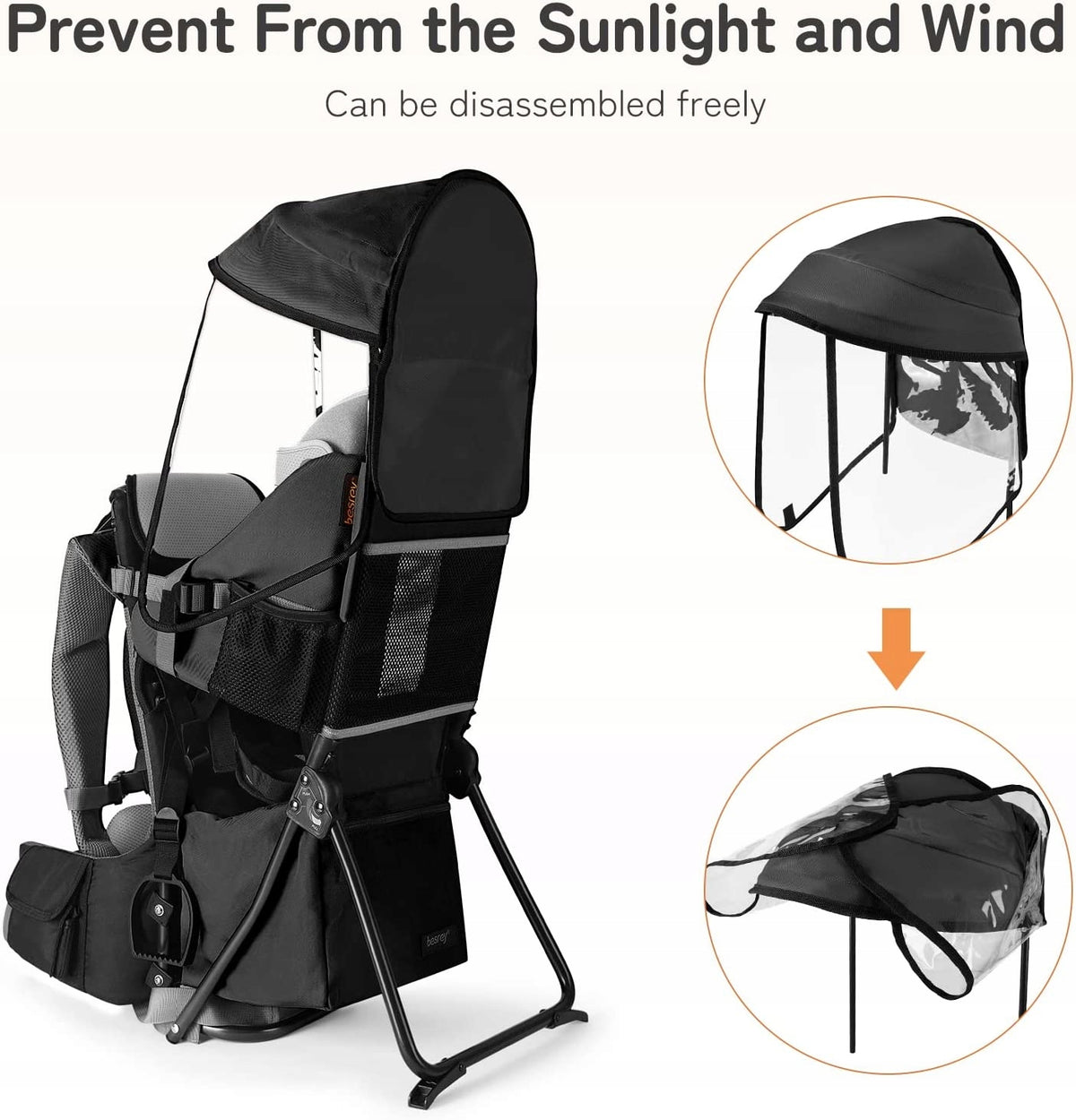 BESREY KRAXE hiking carrier with frame and canopy
