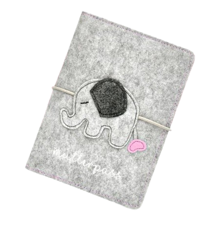 BABY CHEEK filcové pouzdro na těhotenskou kartu SLON 13,5 x 19,5 cm