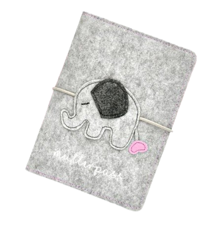 BABY CHEEK filcové pouzdro na těhotenskou kartu SLON 13,5 x 19,5 cm