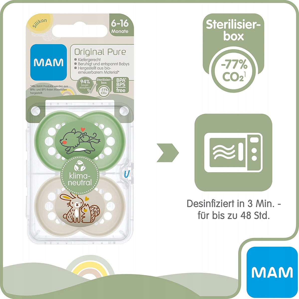 MAM PURE dudlík uklidňující x2 6-16 +box