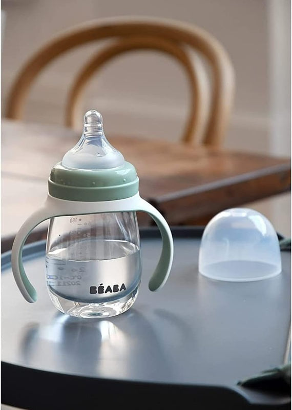 BEABA Training Bottle 2v1, netekoucí hrnek se dvěma náustky, 210 ml, 4 m+
