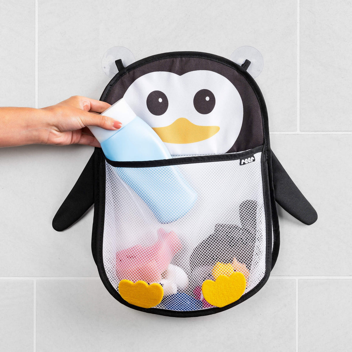 REER MyHappyPingu síťový organizér do koupelny na přísavky TUČŇÁK
