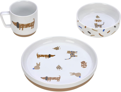 LASSIG Little Mateys plate, porcelain bowl, cup