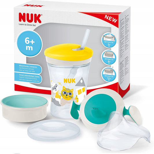 NUK Trinklernset Becher + 3 Mundstücke