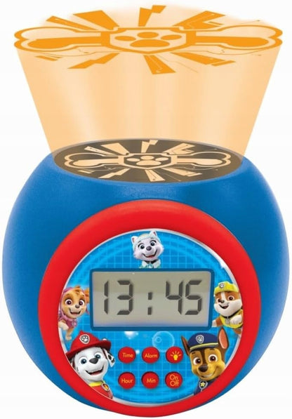 LEXIBOOK Paw Patrol projektor 3 barvy a budík s LCD displejem