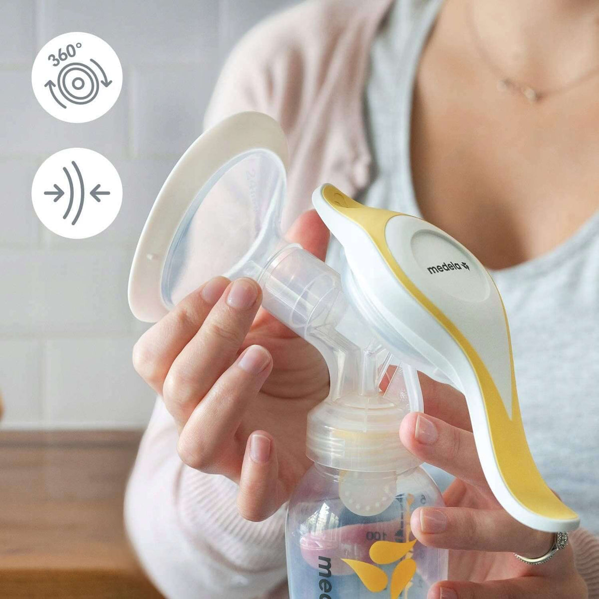 MEDELA Harmony laktator ręczny zestaw Essentials, ręczny 2-fazowy laktator z butelką i lejkiem PersonalFit Flex