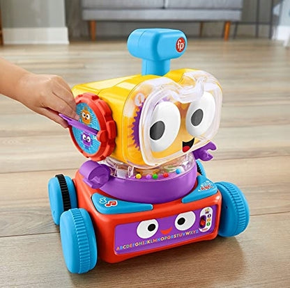 Kolorowy robot Fisher-Price Linus widziany z boku