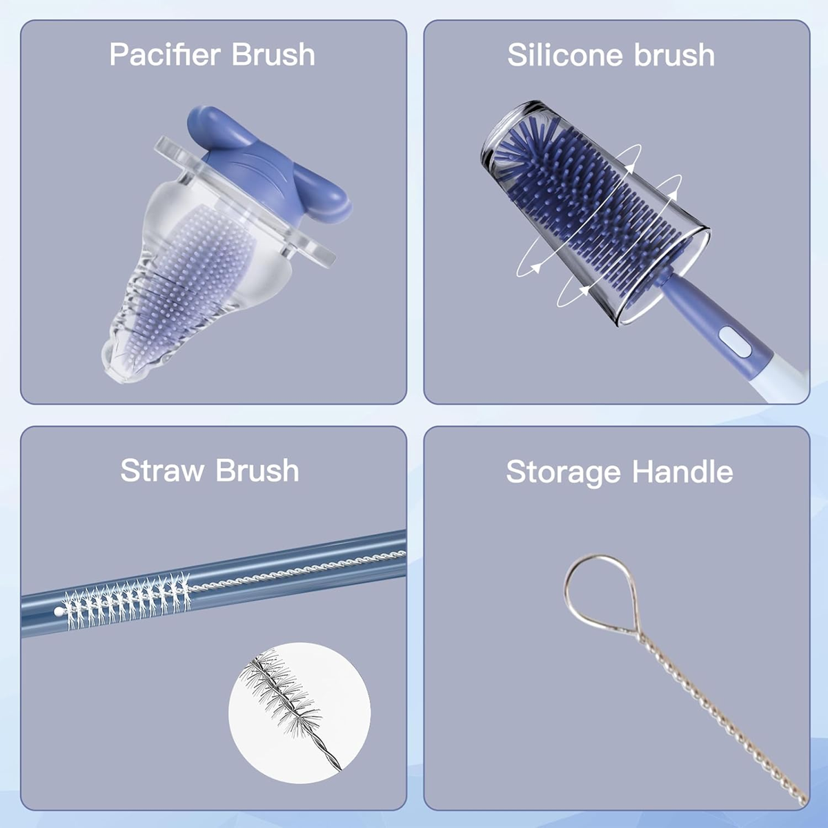 ABIRDON 3in1 bottle, nipple, and straw cleaning brushes