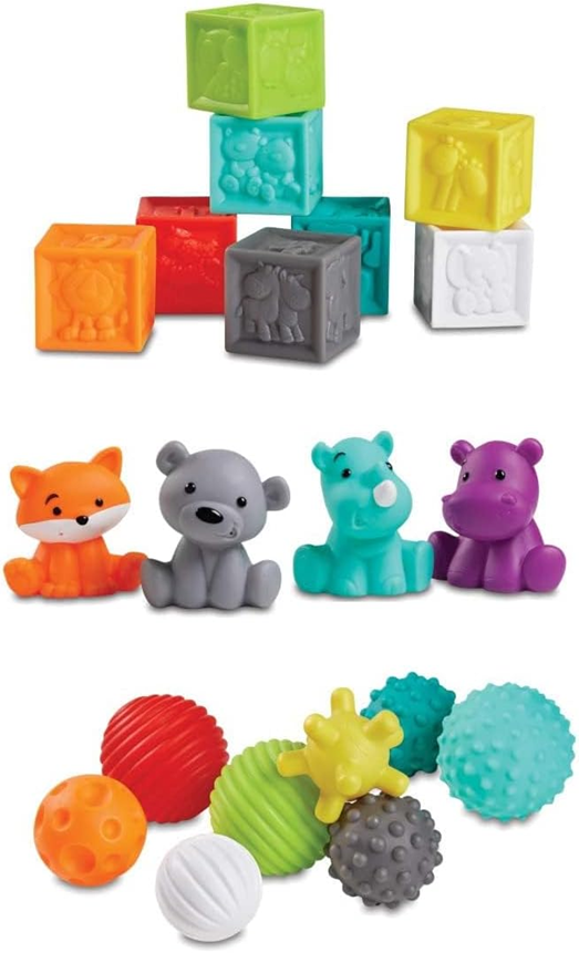 INFANTINO Senso Balls, Blocks & Buddies silikonové hračky 20 kusů