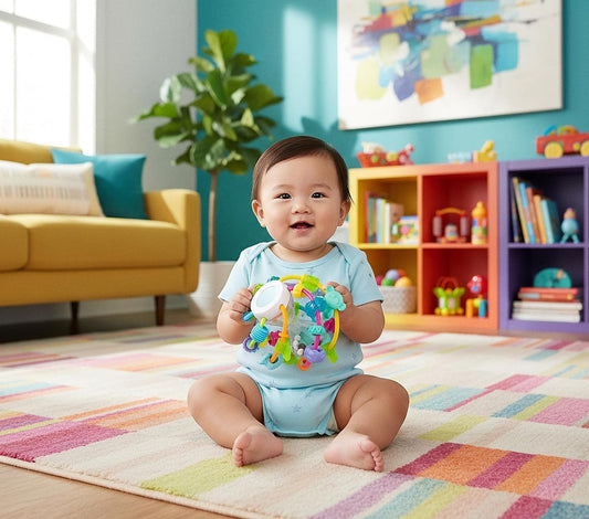 PLAYGRO Play and Learn Ball teether grabber with a rattle and mirror, 14 cm – product photo 2