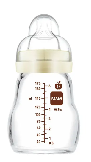 MAM Feel Good skleněná láhev 170 ml 0 m+ dudlík 1