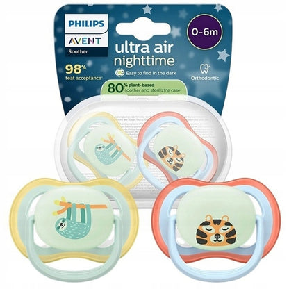 PHILIPS AVENT Ultra Air Night πιπίλες x 2 0-6 μηνών ΛΑΜΠΟΥΝ ΣΤΟ ΣΚΟΤΑΔΙ