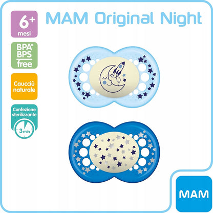 MAM ORIGINAL NIGHT pacifier x2 6m+ LATEX