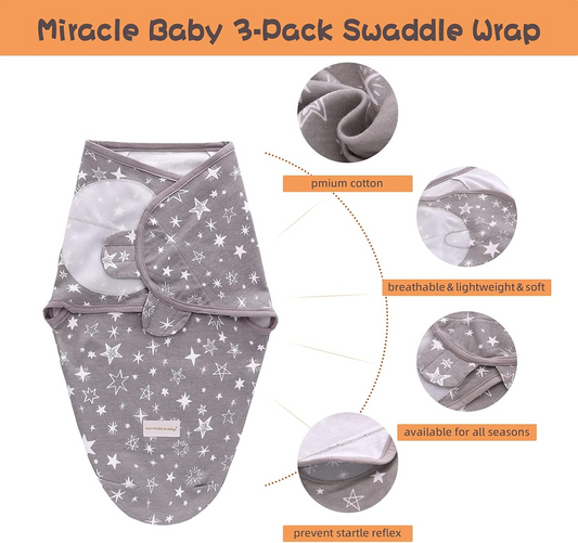 MIRACLE BABY saco de dormir envolvente 0-3 meses x3