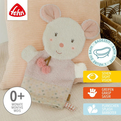 Fehn Mouse wash mitt with illuminated embroidery