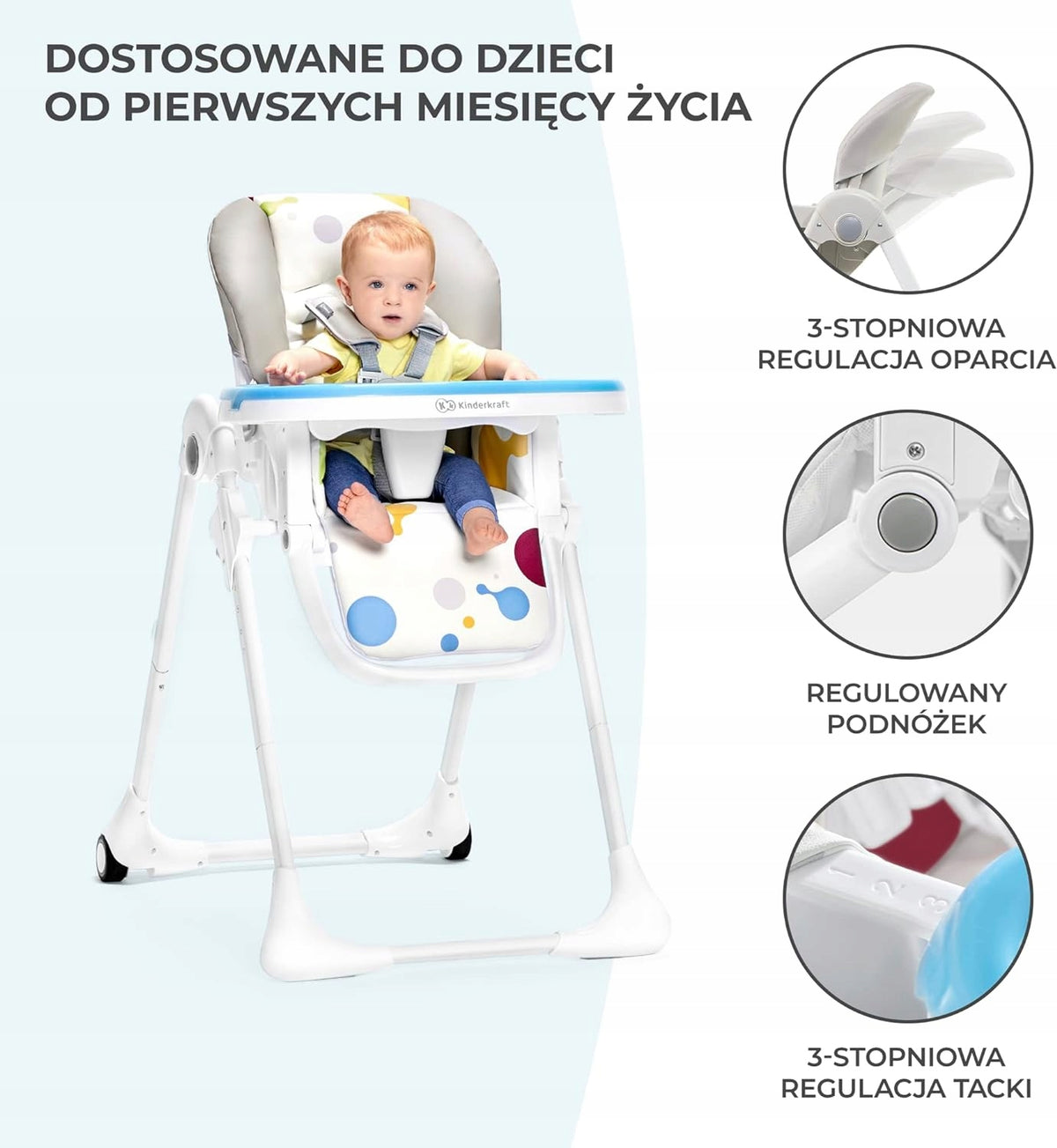 KINDERKRAFT YUMMY jídelní židlička s pultíkem