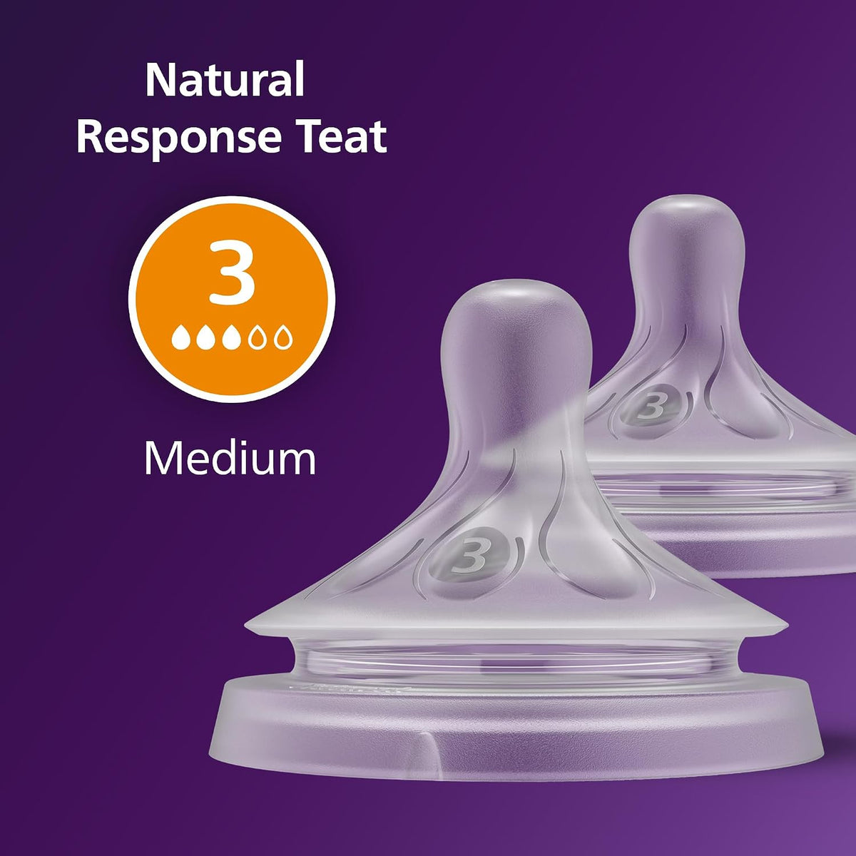 Philips Avent Natural Response bottle nipples (3) 1m+ x2