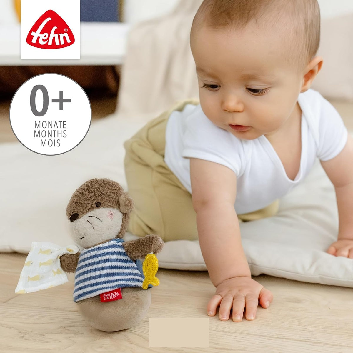 FEHN Otter roly-poly non-tipping rattle toy, 15 cm