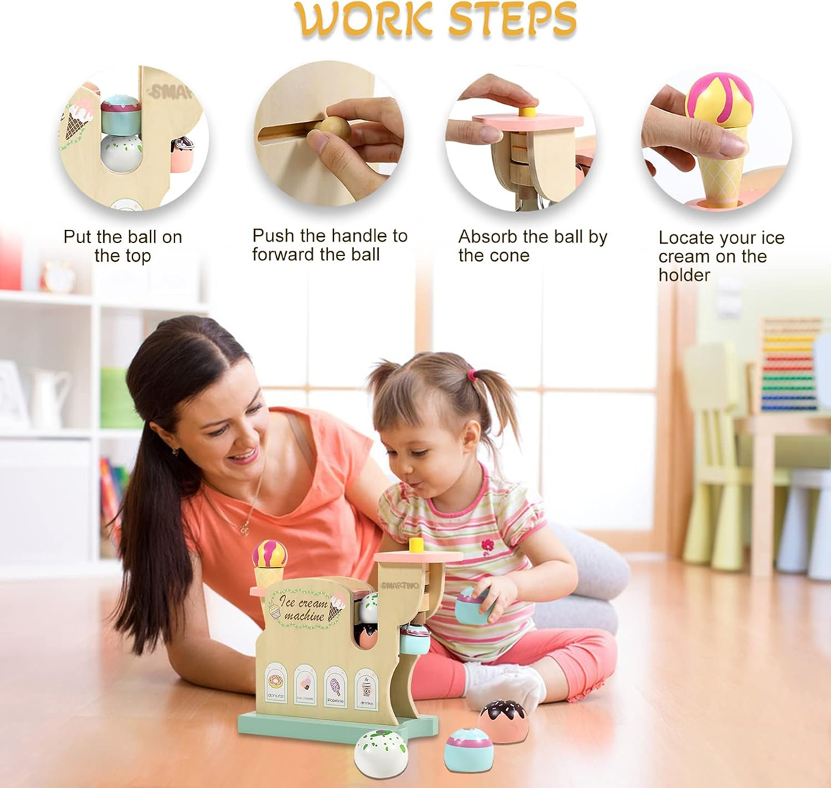 SMARTWO wooden ice cream making set