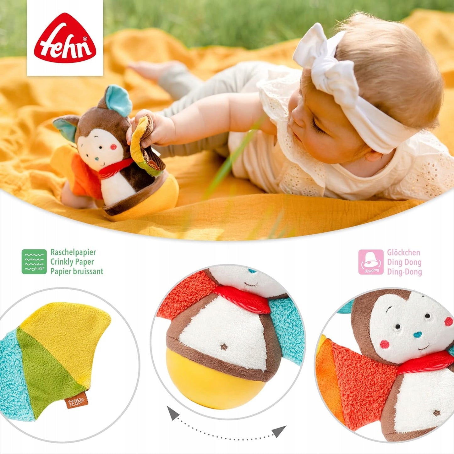 FEHN Bat Wobble Toy 20 cm Rattle