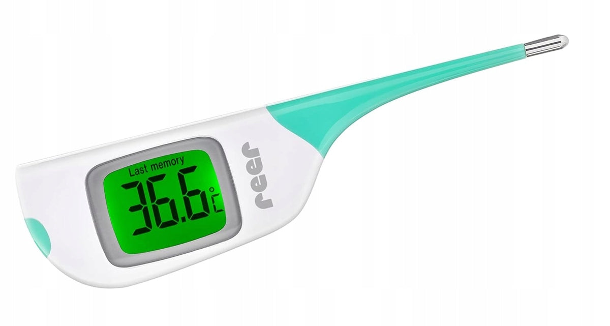 REER ColourTempelectronic thermometer + caseage 0 +colour white and greenwidth 3.4 cm, length 13.7 cmbattery 1