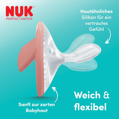 NUK Perfect Match smoczki 0-6 mies. 2 szt. beżowy/czerwony – beżowy/czerwony – zdjęcie 2