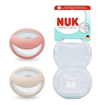 NUK Perfect Match smoczki 0-6 mies. 2 szt. beżowy/czerwony – beżowy/czerwony – zdjęcie 1