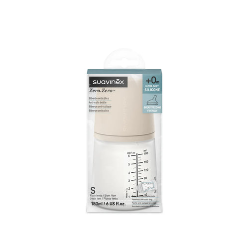 Suavinex Zero Zero antikoliková láhev 180 ml S Light – zadní a boční pohled